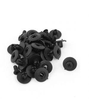 A ABSOPRO Black Plastic Rivets Fastener Fender Car Bumper Push Clips 9mm x 9mm 25 Pcs