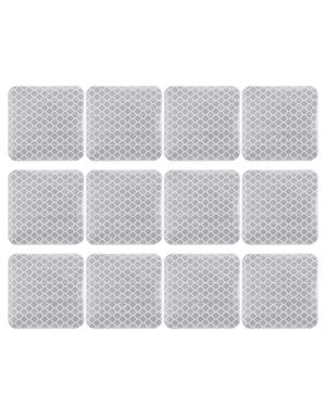 A ABSOPRO 12pcs Silver Tone Rear Bumper Reflector Car Reflective Stickers Tape 5 x 5cm