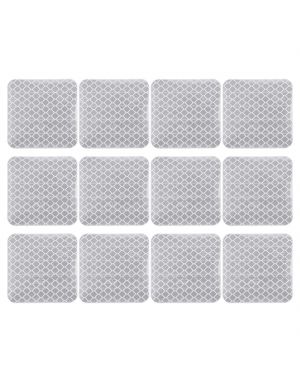 A ABSOPRO 12pcs Silver Tone Rear Bumper Reflector Car Reflective Stickers Tape 5 x 5cm