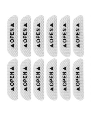 A ABSOPRO 12pcs Silver Tone Reflector Car Door Open Sign Reflective Stickers 9.5 x 2.5cm