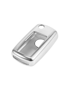 A ABSOPRO Silver Tone TPU Remote Key Cover Case Keyless Fob Shell Half Cover for Volkswagen Polo Tiguan