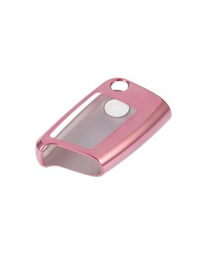 A ABSOPRO Pink TPU Remote Key Cover Case Keyless Fob Shell Full Cover Clear for Volkswagen Golf