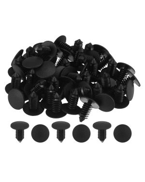 A ABSOPRO 9mm Interior Push Fastener Door Panel Clips Rivets Fit for VW for Ford - Pack of 50 Black