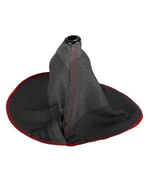 A ABSOPRO Car Shift Boot Cover Universal Gear Shift Knob Boot Dust Cover Fabric Dark Grey with Red Line
