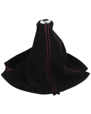 A ABSOPRO Shift Boot Cover Universal Gear Shift Knob Boot Dust Cover Suede Black with Red Line