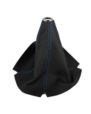 A ABSOPRO Shift Boot Cover Universal Gear Shift Knob Boot Dust Cover Faux Leather Black with Blue Line