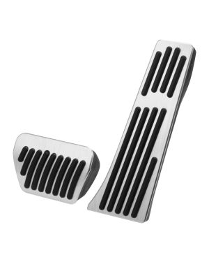 A ABSOPRO Gas Brake Pedal Cover Anti Slip Foot Pedals for BMW X3 X4 X5 Aluminum Alloy Silver Tone (Set of 2)