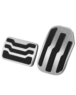 A ABSOPRO Gas Brake Pedal Cover Anti Slip Foot Pedals for Ford F-150  Aluminum Alloy Silver Tone (Set of 2)