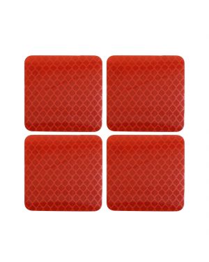 A ABSOPRO 4pcs Red Car Reflective Stickers Safety Warning Tape Reflector Decal 5 x 5cm