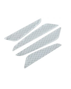 A ABSOPRO 4pcs White Car Body Door Bumper Self Adhesive Warning Reflective Sticker Decal