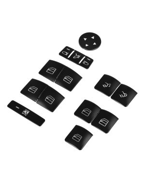 A ABSOPRO Window Switch Button Trim Cover Sticker for Benz a B Class Black (Set of 14)