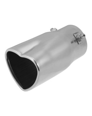 A ABSOPRO Car Exhaust Tip Pipe Heart Shaped 2.36" Inlet 2.72"x2.32" Outlet Exhaust Tail Pipe for Pipes Diameter 0.94" to 2.13" Stainless Steel Silver Tone