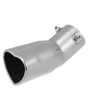 A ABSOPRO Car Exhaust Tip Pipe Heart Shaped 2.44" Inlet 2.72"x2.36" Outlet Exhaust Tail Pipe for Pipes Diameter 0.98" to 2.17" Stainless Steel Silver Tone